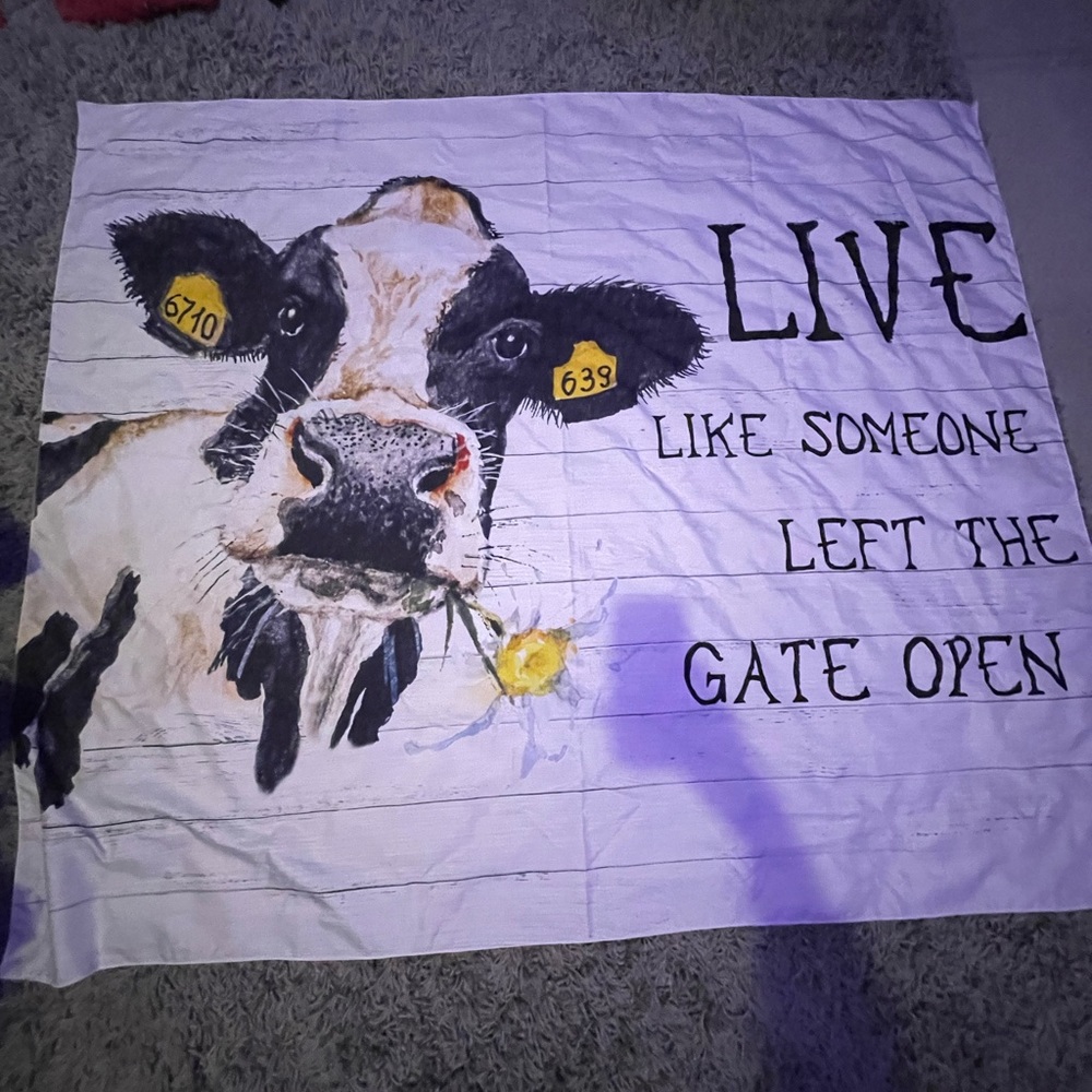 Cow and Sunflower tapestry’s In perfect shape.